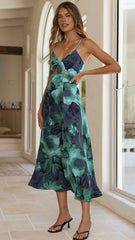 FITTED FLORAL MIDI PARTY COCKTAIL DRESS
