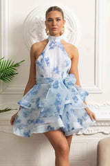 FLORAL FITTED MINI SUMMER PARTY DRESS