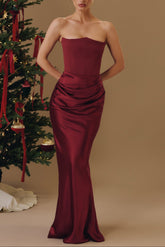 Midnight Siren Corset maxi Dress in Maroon