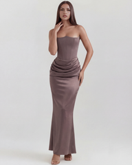 Almond Muse Style, Stretch Crepe Boned Bodice, Glamorous Events
