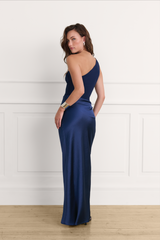 Asya Midnight Blue Satin Maxi Dress