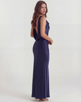 Draped Open Back, Cowl Neckline, Black-Tie Events