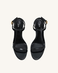 Alivia Vegan Leather Strapless Mini Party Sandals - Black