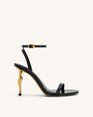 Alivia Vegan Leather Strapless Mini Party Sandals - Black