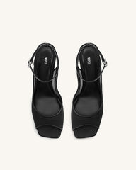 Serenity Mesh Satin Summer Mini Sandals - Black