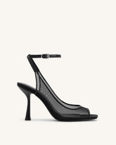 Serenity Mesh Satin Summer Mini Sandals - Black