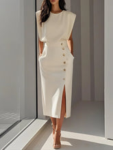 Sleeveless Button-Up Midi Summer Casual Dress