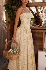SLEEVELESS FLORAL MIDI VACATION DRESS