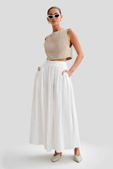 Clarence White Linen Maxi Skirt
