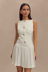 Mackenzie Ivory Pleated Mini Dress
