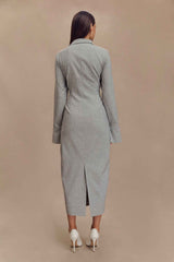 Dorian Charcoal Marle Fitted Shirt Midi Dress
