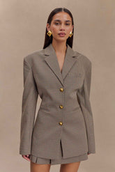 Mila Tan Check Shaped Blazer