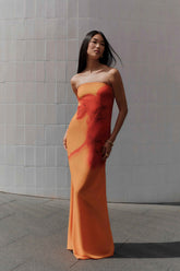 Amaya Koi Orchid Strapless Maxi Dress