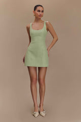 Cornelia Pastel Green Tweed Mini Dress