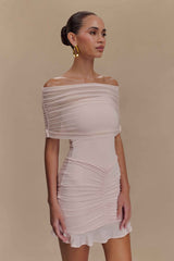 Caspian Pale Pink Off Shoulder Mini Dress