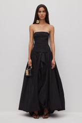 Violette strapless ruched maxi formal evening dress