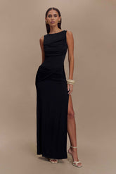 Henley Black Slinky Maxi Dress