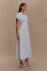 Aysha White Linen Midi Dress