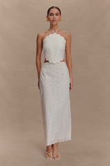 White Kensley Broderie Midi Skirt