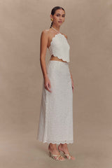 White Kensley Broderie Midi Skirt