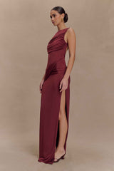 Henley Wine Slinky Maxi Dress
