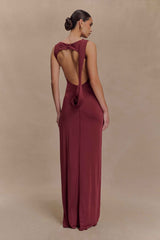 Henley Wine Slinky Maxi Dress