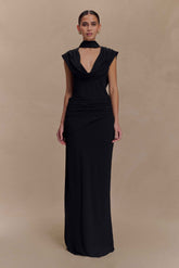 Giulia Black Chiffon Maxi Dress