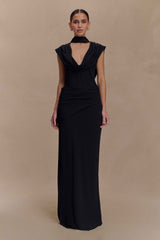 Giulia Black Chiffon Maxi Dress