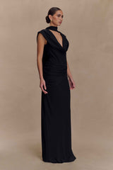Giulia Black Chiffon Maxi Dress