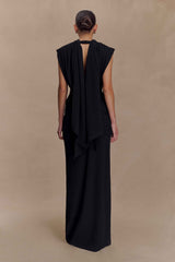 Giulia Black Chiffon Maxi Dress