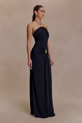 Quincy Black Halter Maxi Dress