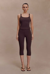 Blanca Chocolate Stretch Crepe Capri Pants