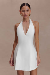 Cornelia White Halter Neck Mini Dress