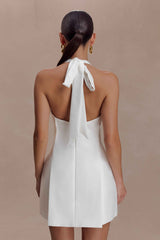 Cornelia White Halter Neck Mini Dress