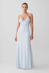 Maely Pale Blue Gathered Maxi Dress