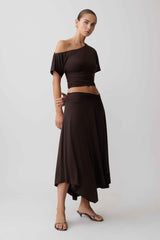Cornelia Dark Chocolate Midi Skirt