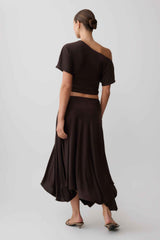 Cornelia Dark Chocolate Midi Skirt