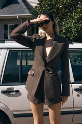 Romy Herringbone Blazer with Hardware