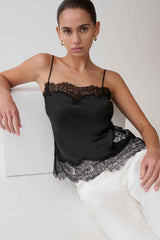 Miriam Black Satin Lace Camisole