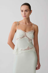 Nina Sage Satin Lace Camisole