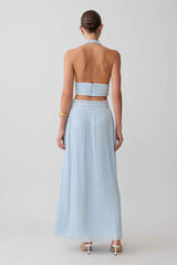 Amaris Pale Blue Gathered Maxi Skirt
