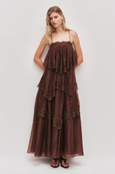 Ophelia tiered lace maxi wedding guest dress