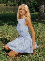 PLEATED STRIPED MINI SUMMER CASUAL DRESS