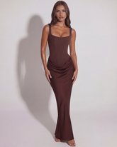 Eleonora Maxi, Satin, Sculpted Bodice, Black-Tie Events