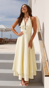 Kathy Lemon Halter Neck Maxi Dress