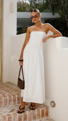 White Astrid Strapless Maxi Dress