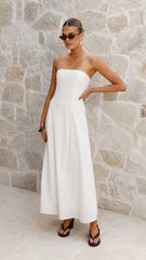 White Astrid Strapless Maxi Dress
