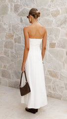 White Astrid Strapless Maxi Dress
