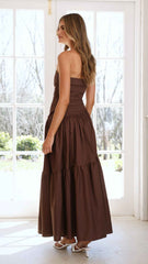 STRAPLESS RUCHED MAXI EVENING DRESS