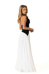Elena Midi Dress - Black Pleated Halter
